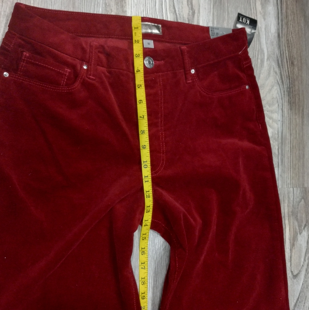 Kut From The Kloth Velvet High Rise Meg Fab Ab Wide Red Pants - Picture 16 of 16